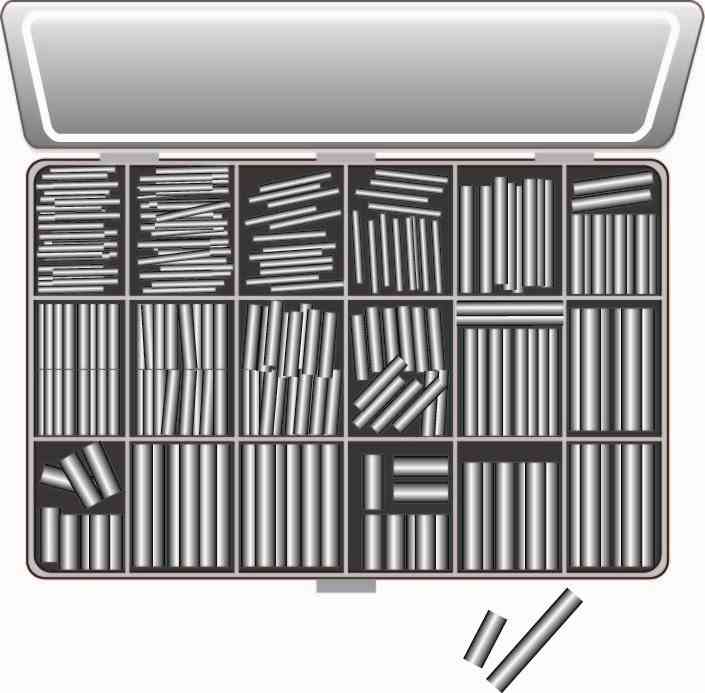 DOWEL PIN KIT HARDENED STEEL, METRIC PARALLEL 315PINS - Ghesquiers